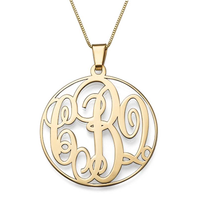 14K Gold Round Monogram Necklace-1 product photo