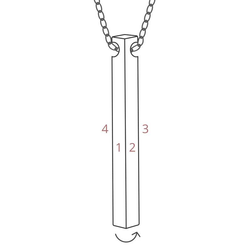 4 Side Engraved Name Bar Necklace In 10K White Gold-6 product photo