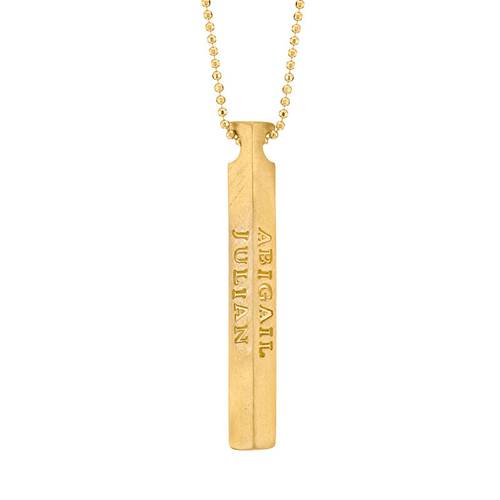 4 Side Engraved Name Bar Necklace In 10K Yellow Gold product photo
