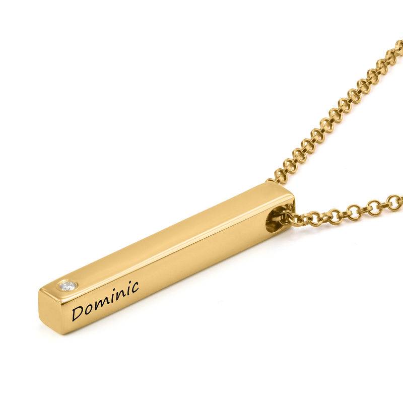 4 Sided Personalized Vertical Bar Necklace In 18k Gold Plated with Diamond-2 product photo