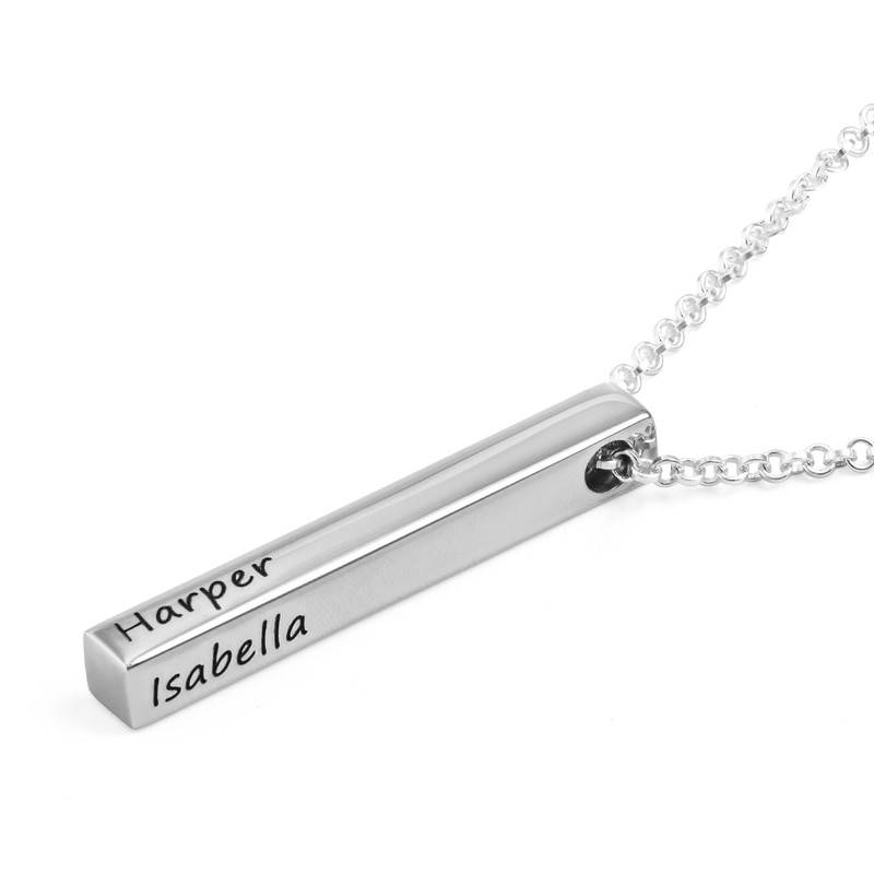 4 Sided Personalized Vertical Bar Necklace in Sterling Silver-4 product photo