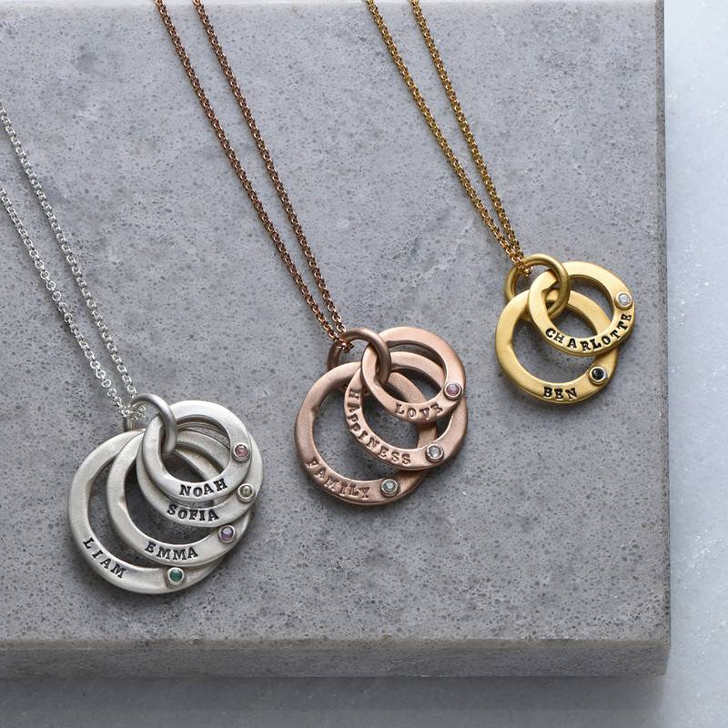 Always a Family Rose Gold Plated Necklace With Birthstones-4 product photo