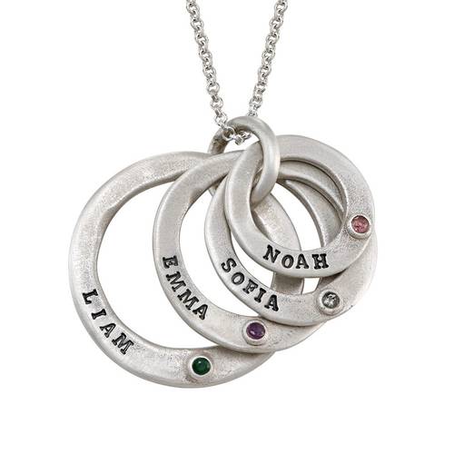 Always a Family Sterling Silver Necklace With Birthstones product photo