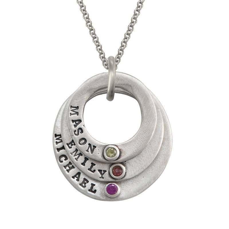 Always a Family Sterling Silver Necklace With Birthstones-2 product photo