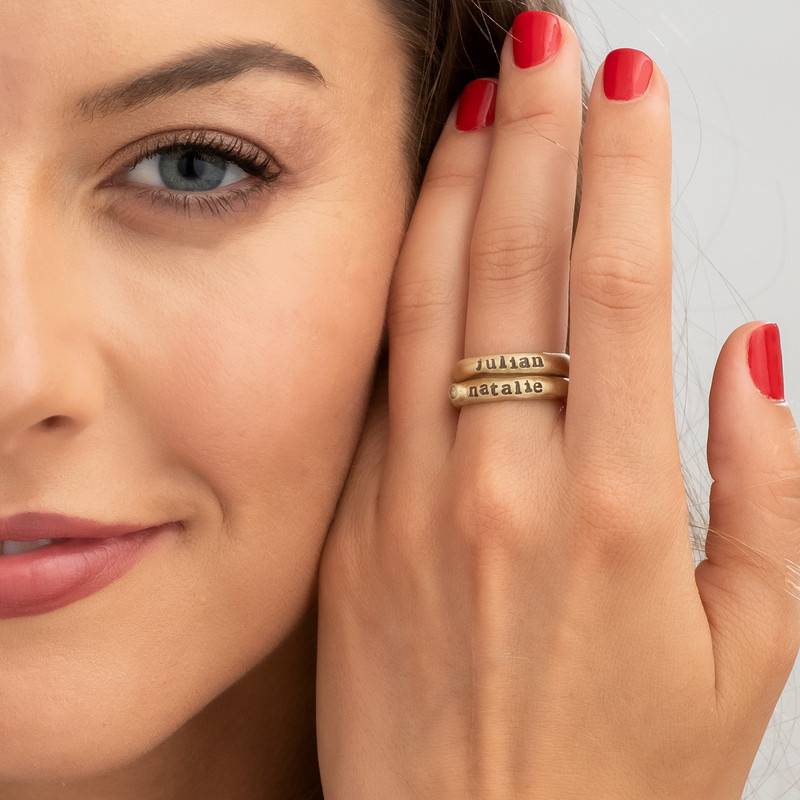 Birthstone Stackable 10k Gold Stamped Ring-4 product photo