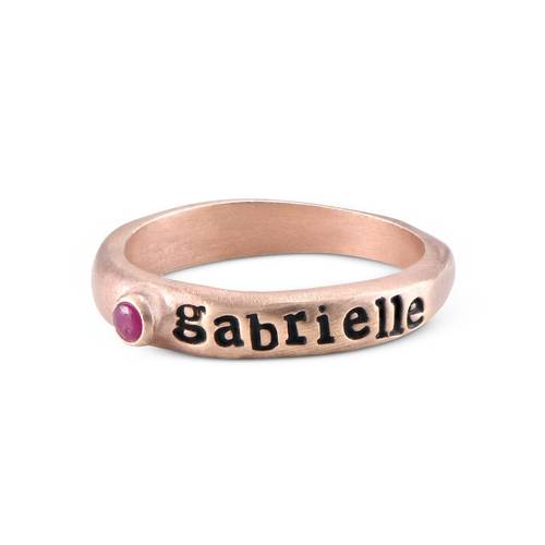 Birthstone Stackable Stamped Ring in Rose Gold Plated product photo