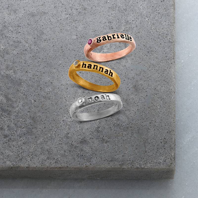 Birthstone Stackable Stamped Ring in Rose Gold Plated-2 product photo