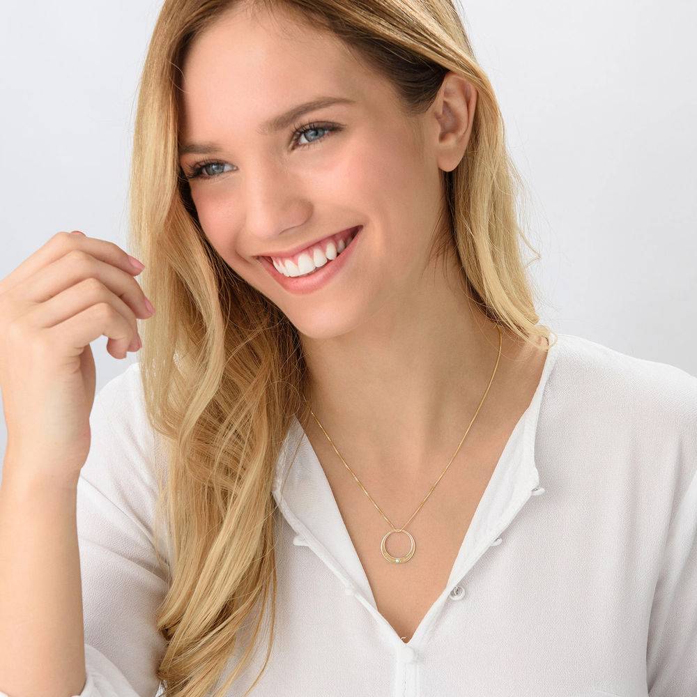 Circle Gold Plated Necklace with Diamond-3 product photo