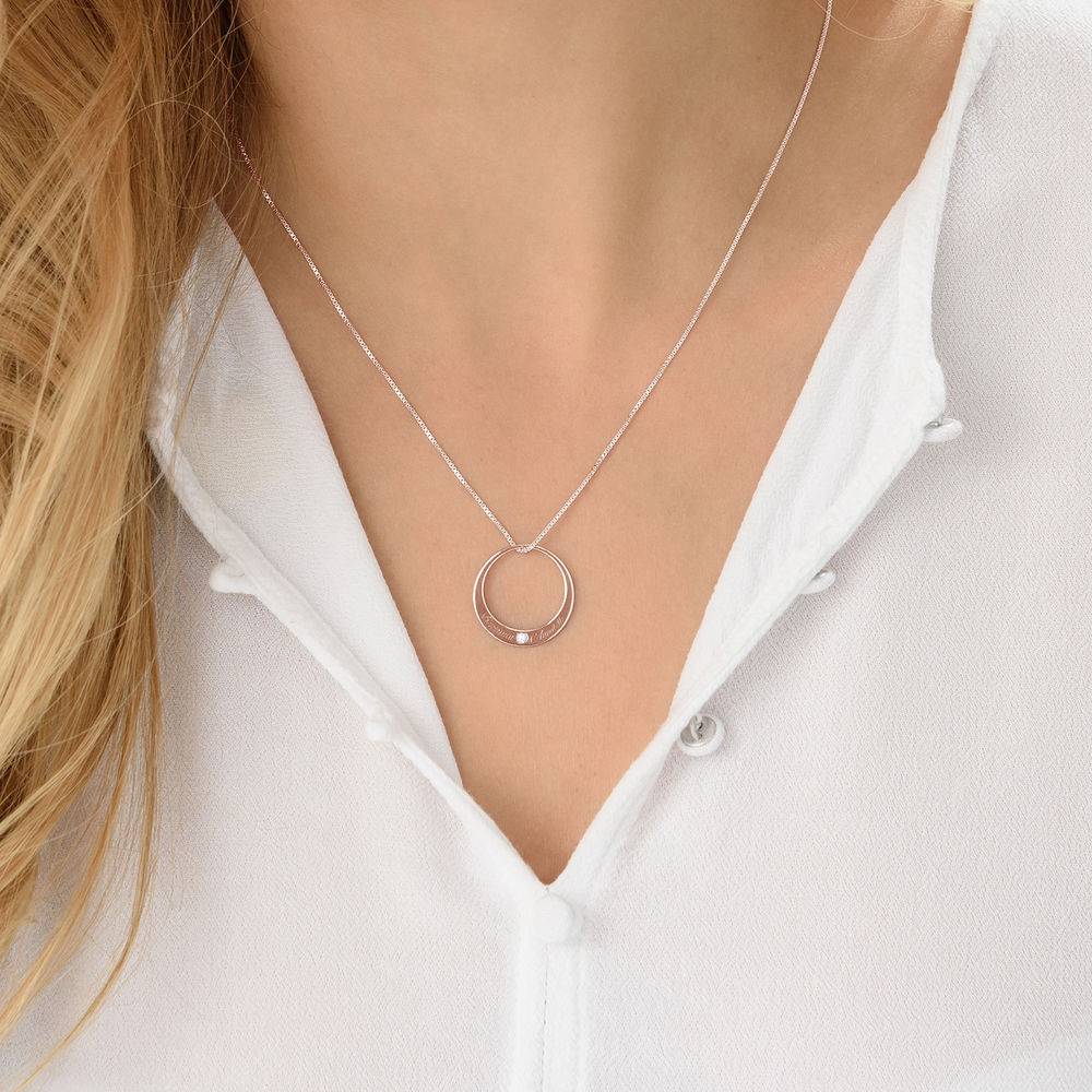 Circle Rose Gold Plated Necklace with Diamond-5 product photo