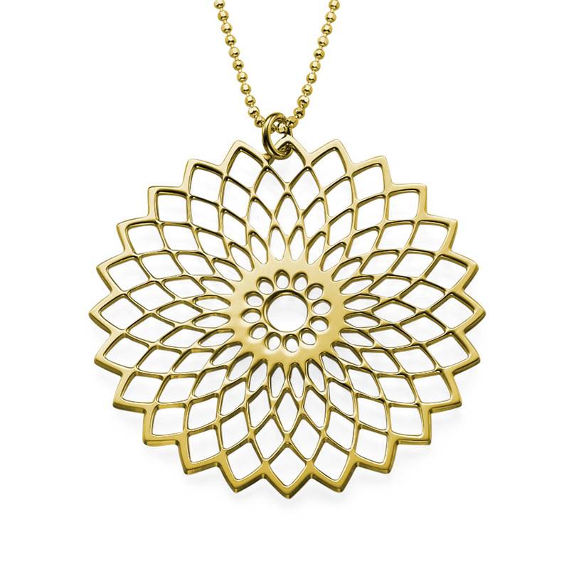 Circular Flower Mandala pendant in Sterling Silver with Gold Plating-3 product photo