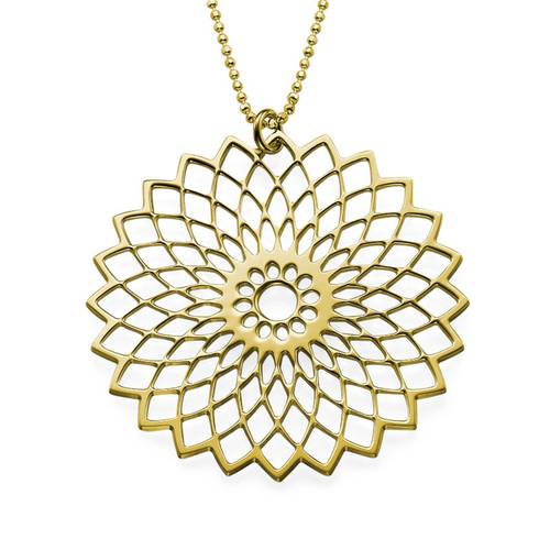 Circular Flower Mandala pendant in Sterling Silver with Gold Plating product photo