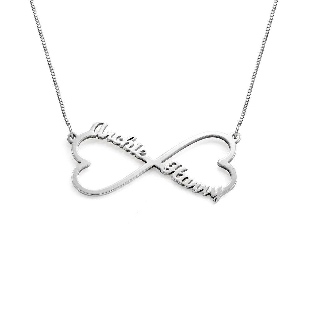 Couple's Infinity Necklace with Birthstones in 10K White Gold-1 product photo