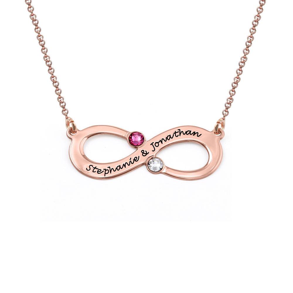 Couple's Infinity Necklace With Birthstones In Rose Gold Plated-1 product photo