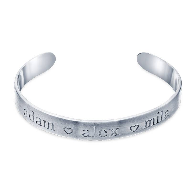 Cuff Bracelet with Engraved Name in Sterling Silver-1 product photo