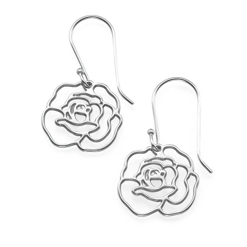 Delicate Rose Earrings in Sterling Silver-1 product photo