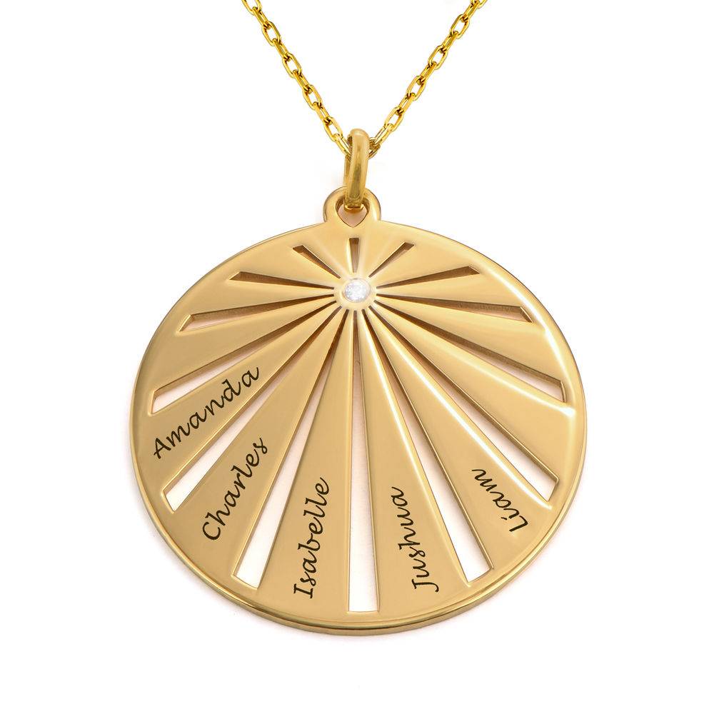 Engraved Circle Family Necklace with Diamond - 10k Gold-5 product photo