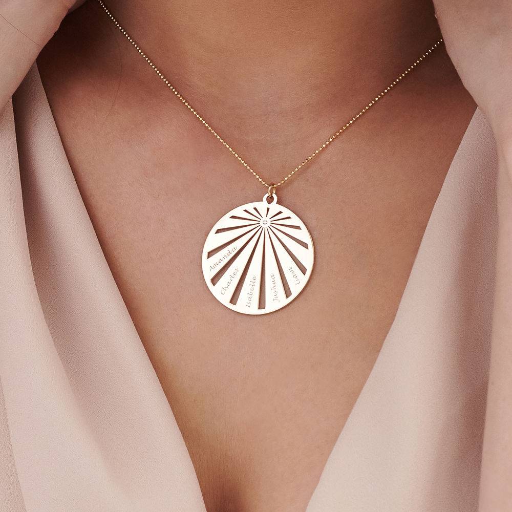 Engraved Circle Family Necklace with Diamond - 10k Gold-2 product photo