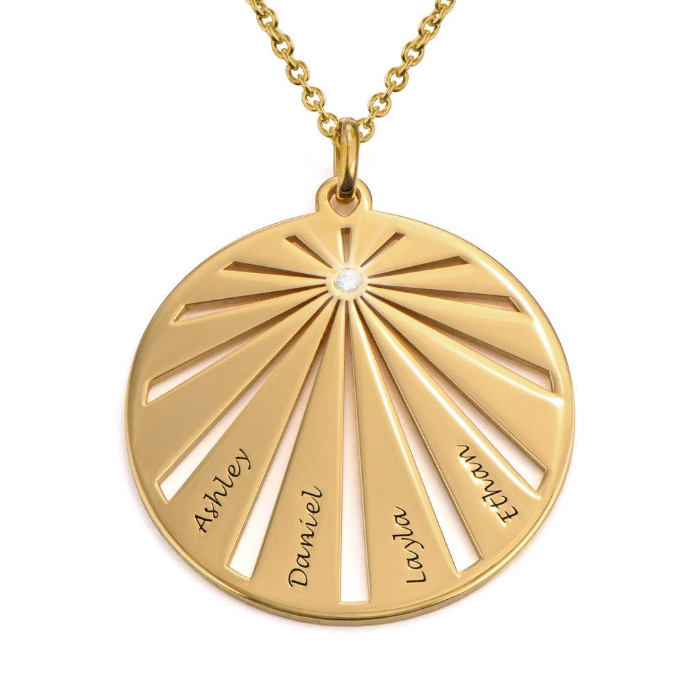 Engraved Circle Family Necklace with Diamond - Gold Plating-5 product photo