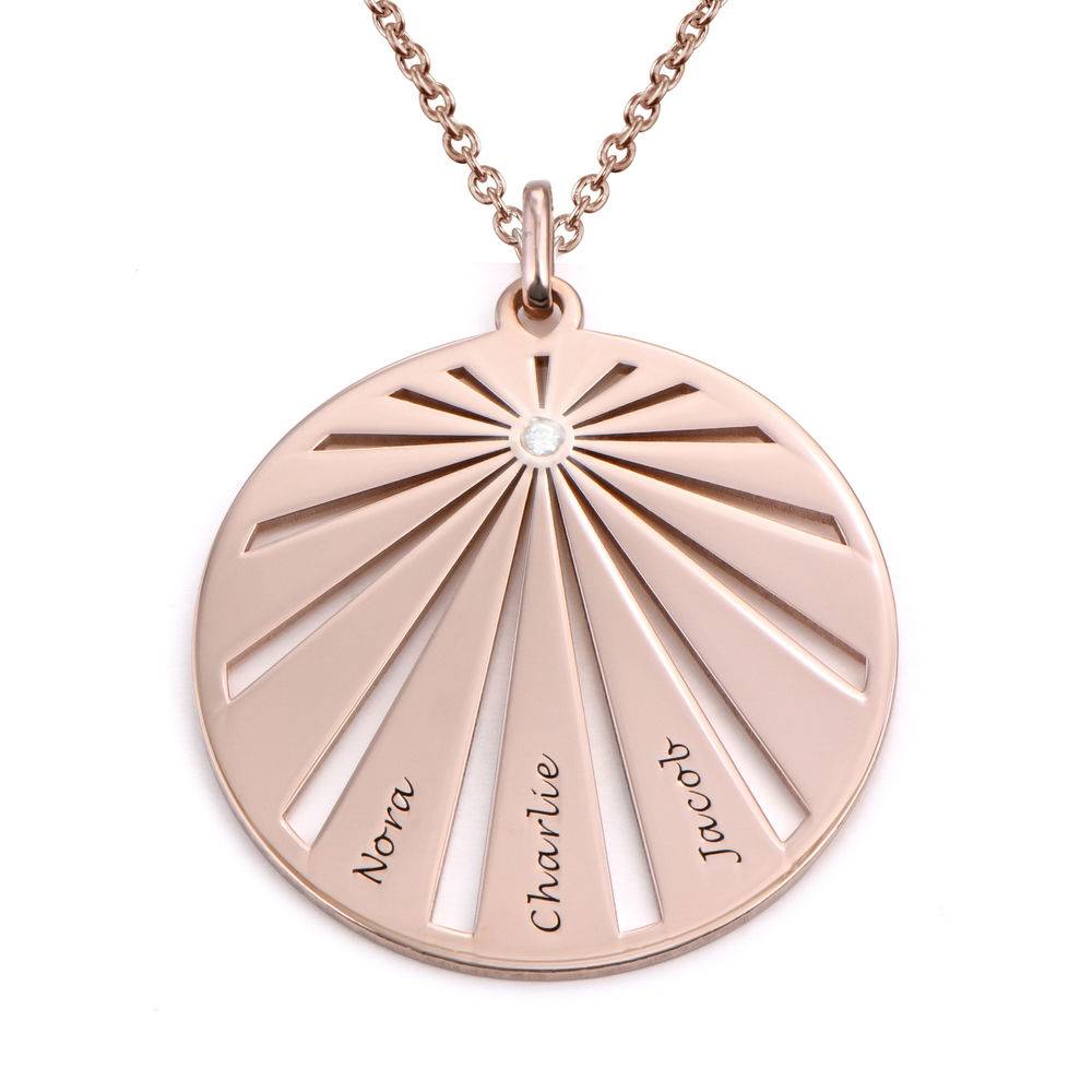 Engraved Circle Family Necklace with Diamond - Rose Gold Plating-4 product photo