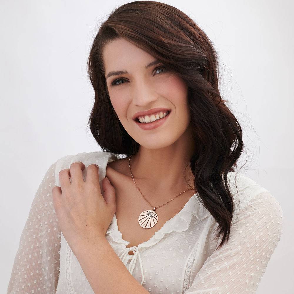 Engraved Circle Family Necklace with Diamond - Rose Gold Plating-6 product photo