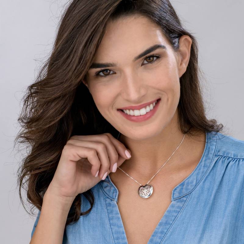 Filigree Engraved Heart Necklace in Sterling Silver-1 product photo