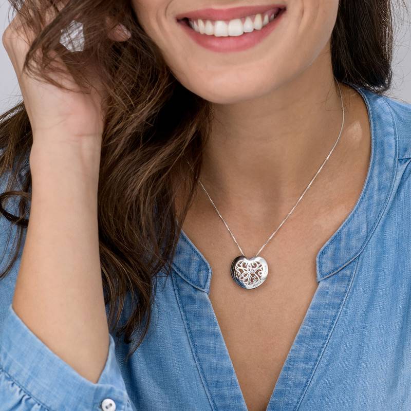 Filigree Engraved Heart Necklace in Sterling Silver-3 product photo