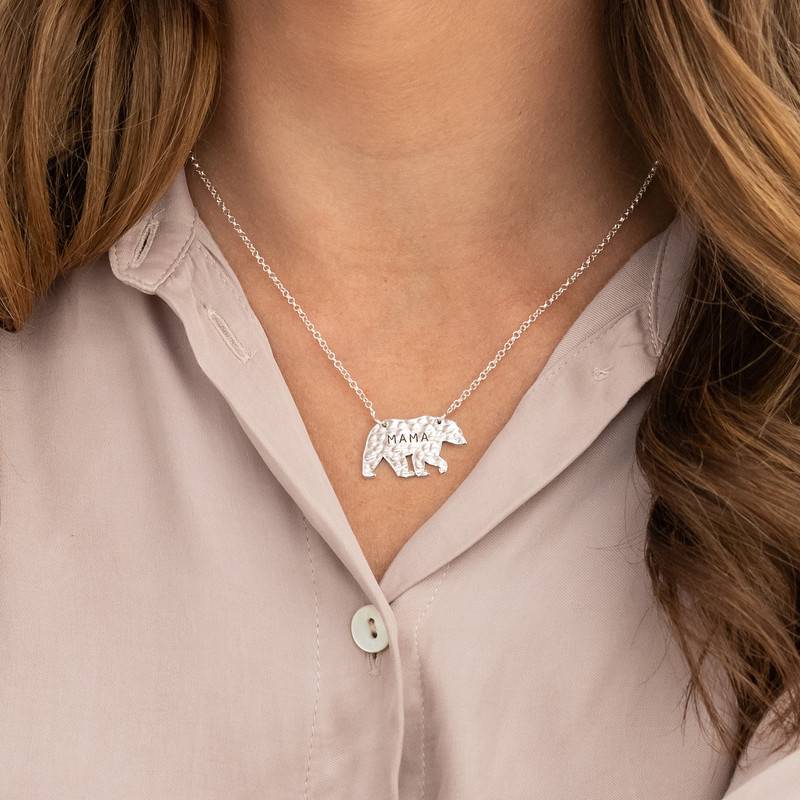 Engraved Mama Bear Necklace in Sterling Silver-2 product photo