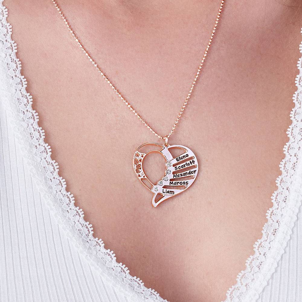 Family Heart Necklace in Rose Gold Plating with Diamonds-1 product photo