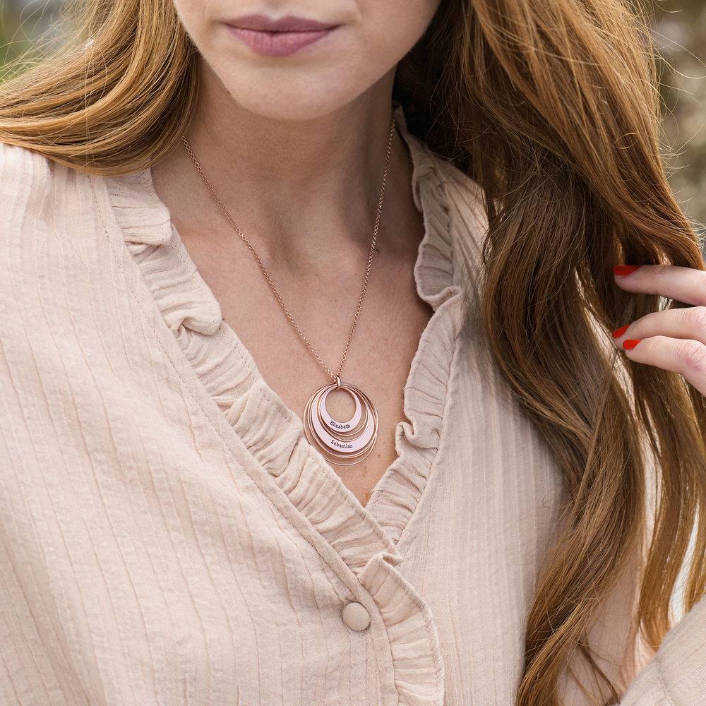 Engraved Two Ring Necklace in 18K Rose Gold Plating-3 product photo