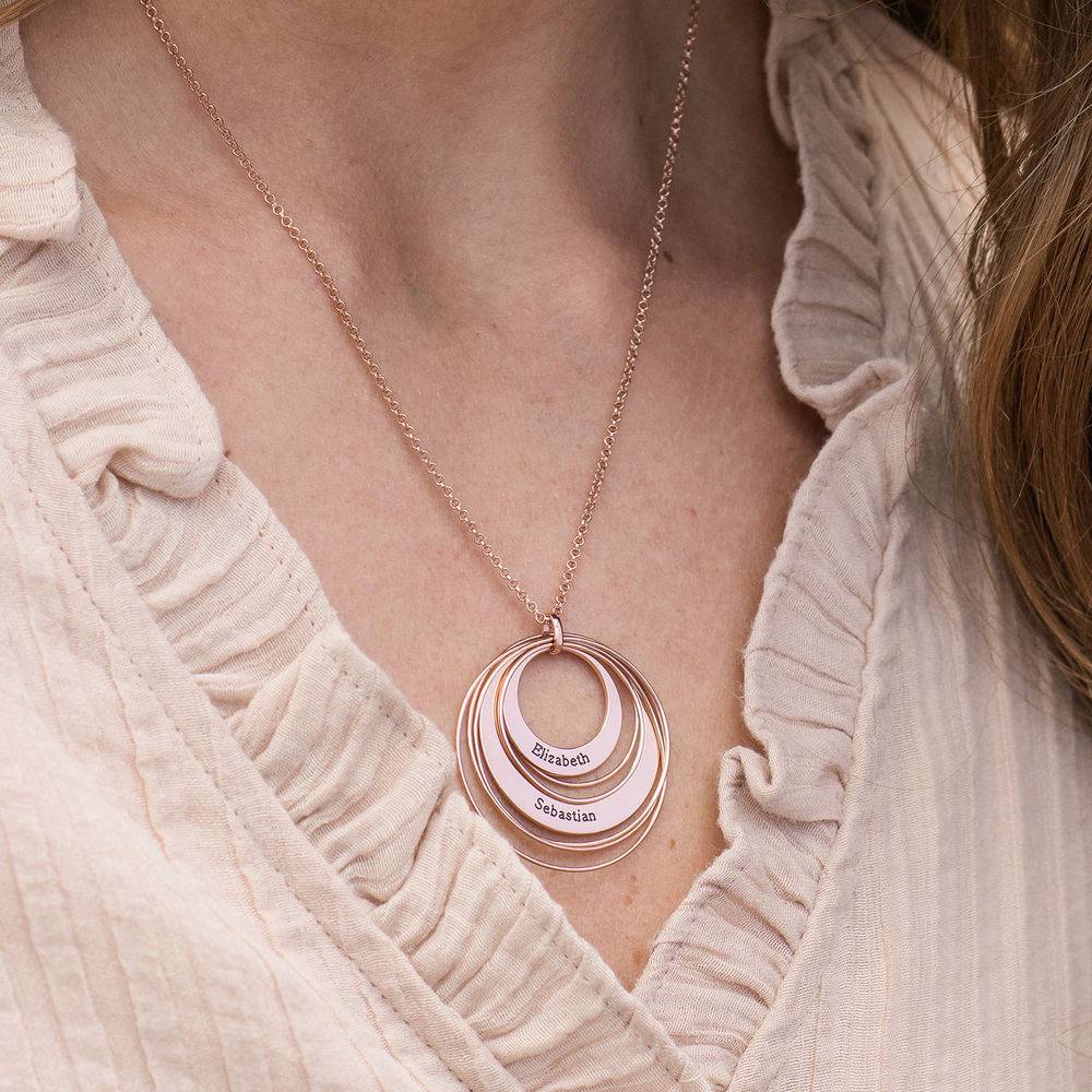 Engraved Two Ring Necklace in 18K Rose Gold Plating-5 product photo