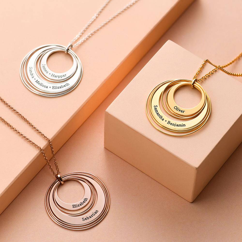 Engraved Two Ring Necklace in Sterling Silver-2 product photo