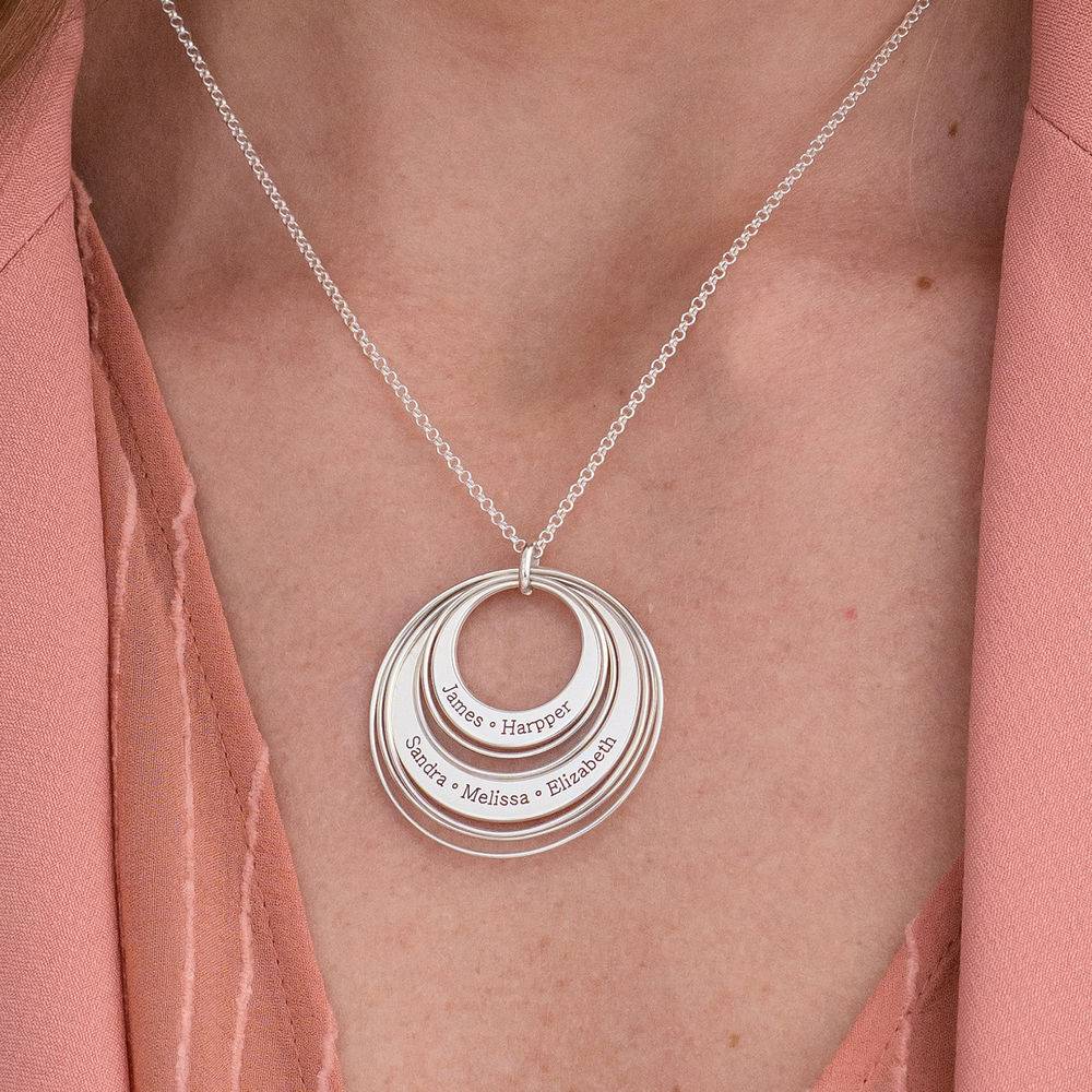 Engraved Two Ring Necklace in Sterling Silver-5 product photo