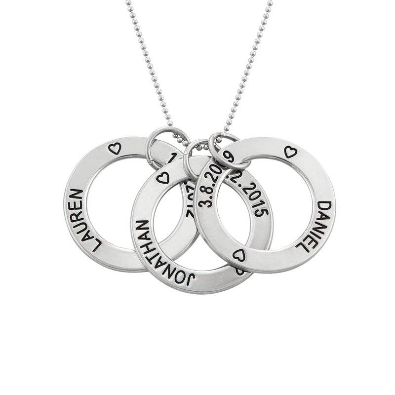 Family Rings Necklace in 10k White Gold-4 product photo