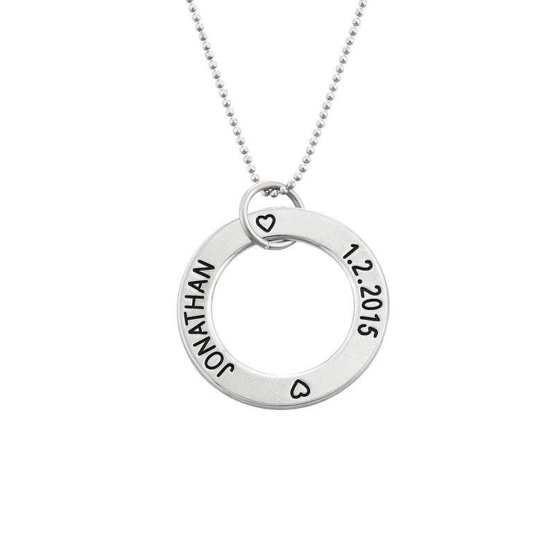 Family Rings Necklace in 10k White Gold-2 product photo