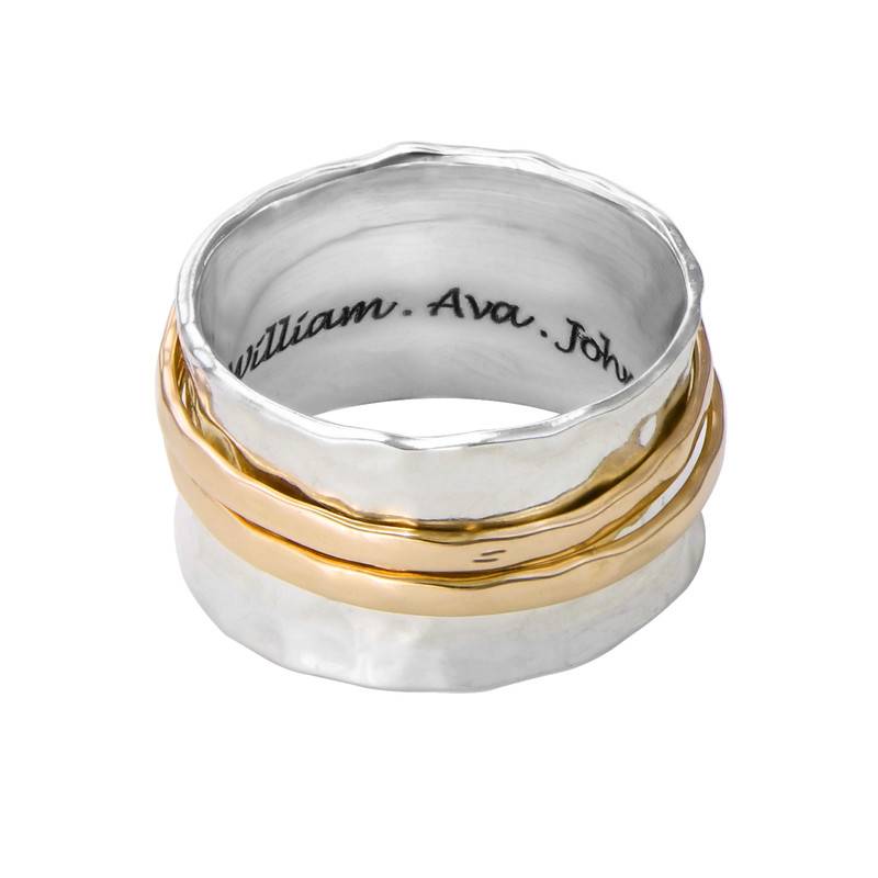 Hammered Spinner Ring with Engraving in Gold Plating-2 product photo