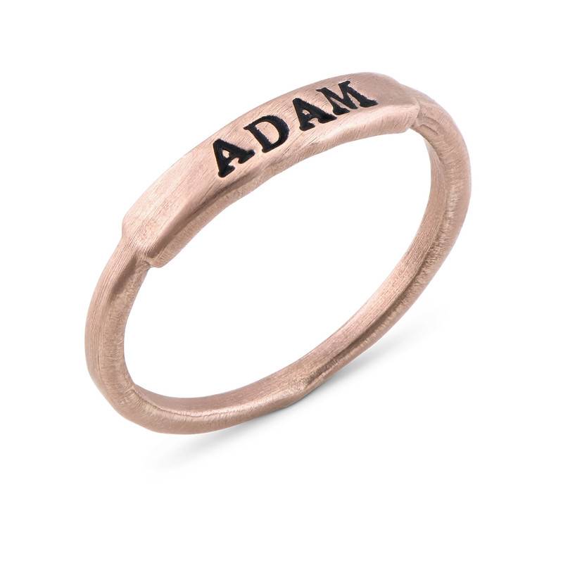 Hand Stamped Stackable Name Ring in Rose Gold Plating-3 product photo