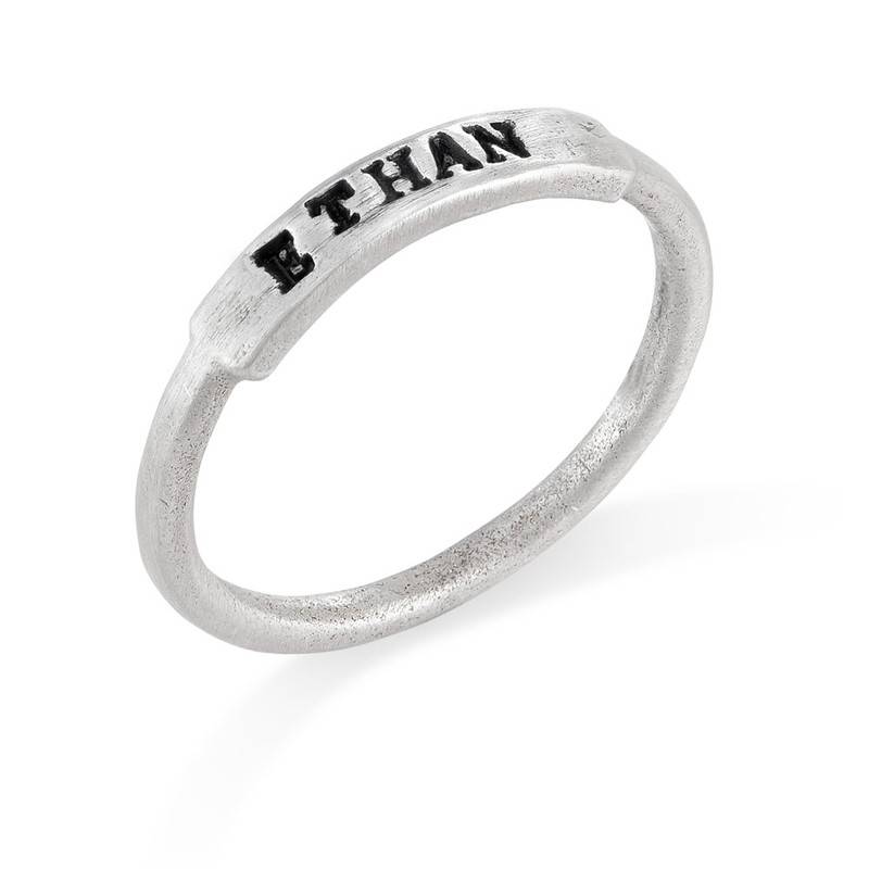 Hand Stamped Stackable Name Ring in Sterling silver-1 product photo