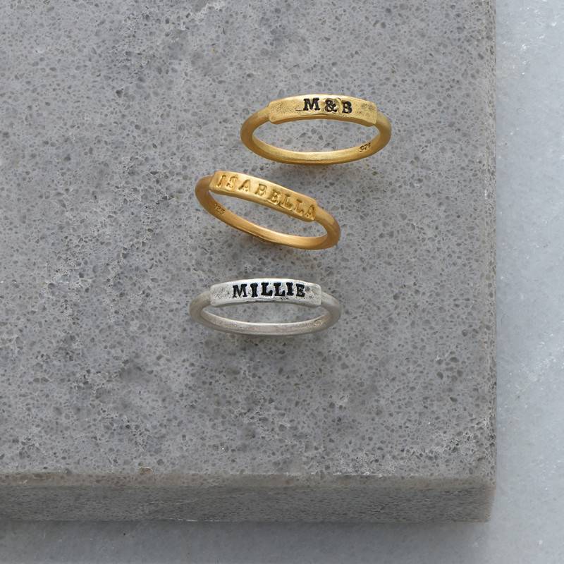Hand Stamped Stackable Name Ring in Sterling silver-5 product photo