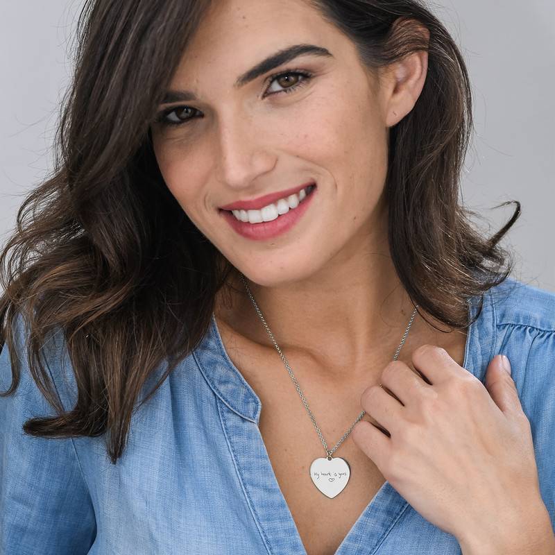 Personalized Handwriting Heart Shaped Sterling Silver Necklace-2 product photo