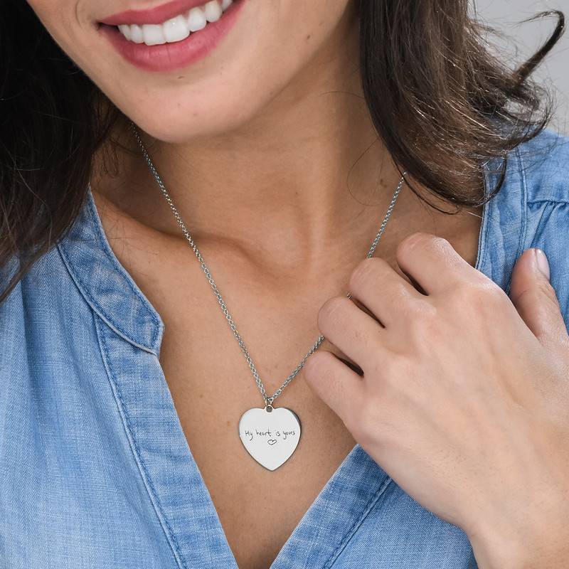 Personalized Handwriting Heart Shaped Sterling Silver Necklace-4 product photo