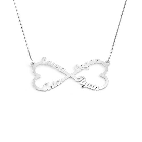 Infinity 4 Names Necklace - 10K White Gold product photo