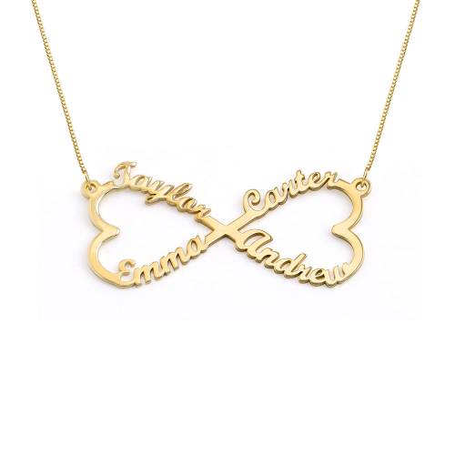 Infinity 4 Names Necklace - 10K Yellow Gold product photo