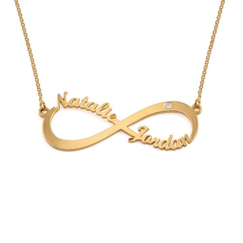 Infinity Name In 10K Yellow Gold Necklace With Diamond product photo