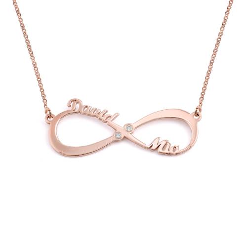 Infinity Name Necklace With Diamonds - Rose Gold Plated product photo