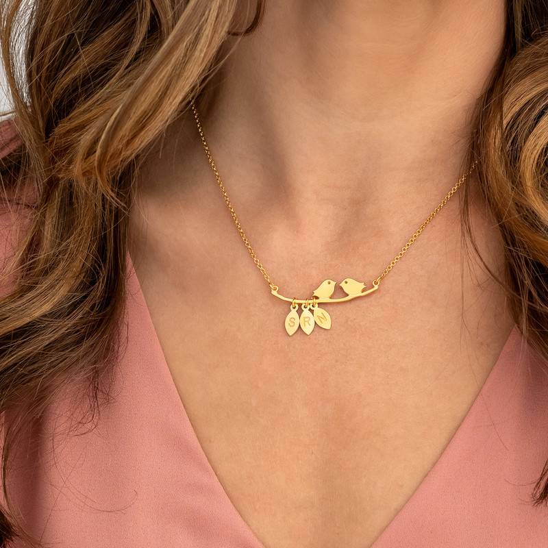 Initials Love Birds Necklace in Gold Plated-3 product photo