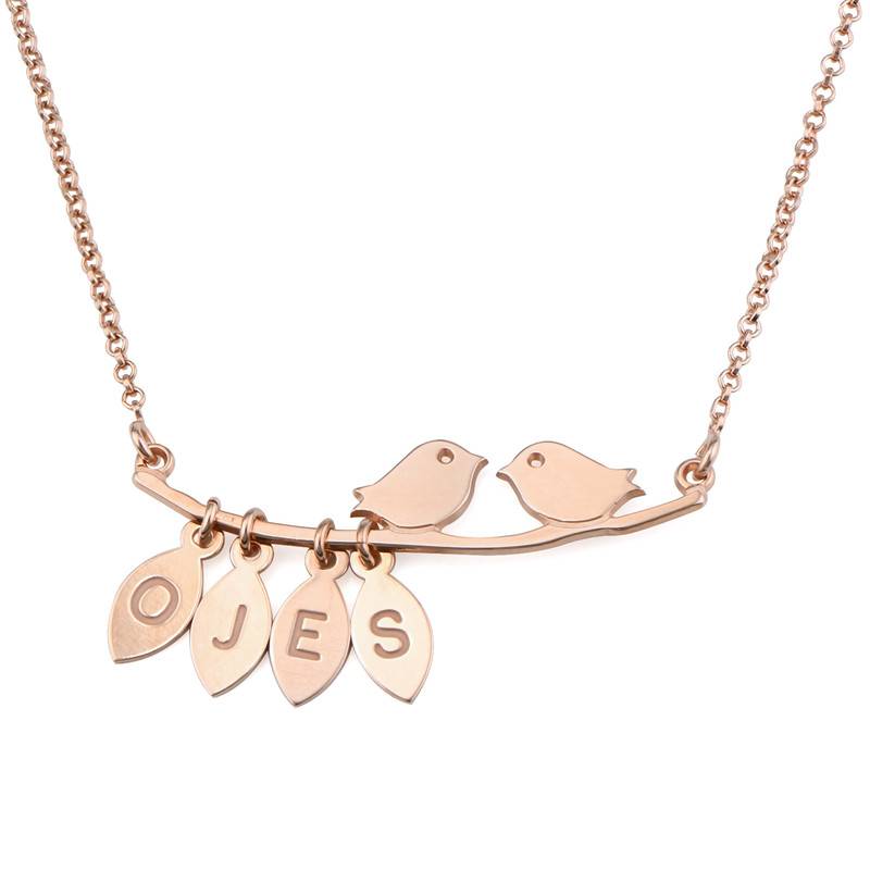 Initials Love Birds Necklace in Rose Gold Plated-1 product photo