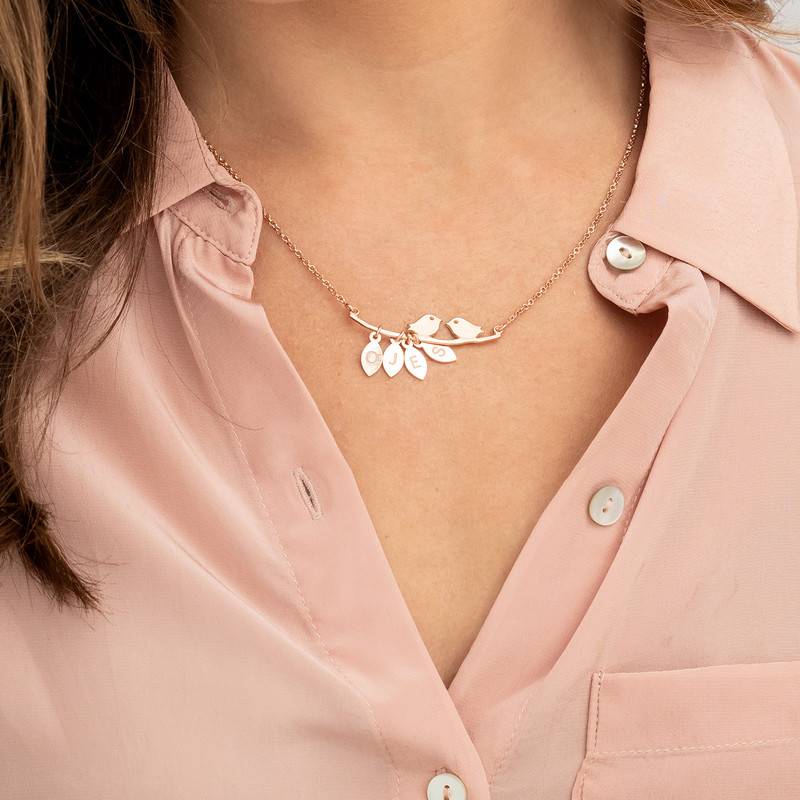 Initials Love Birds Necklace in Rose Gold Plated-3 product photo