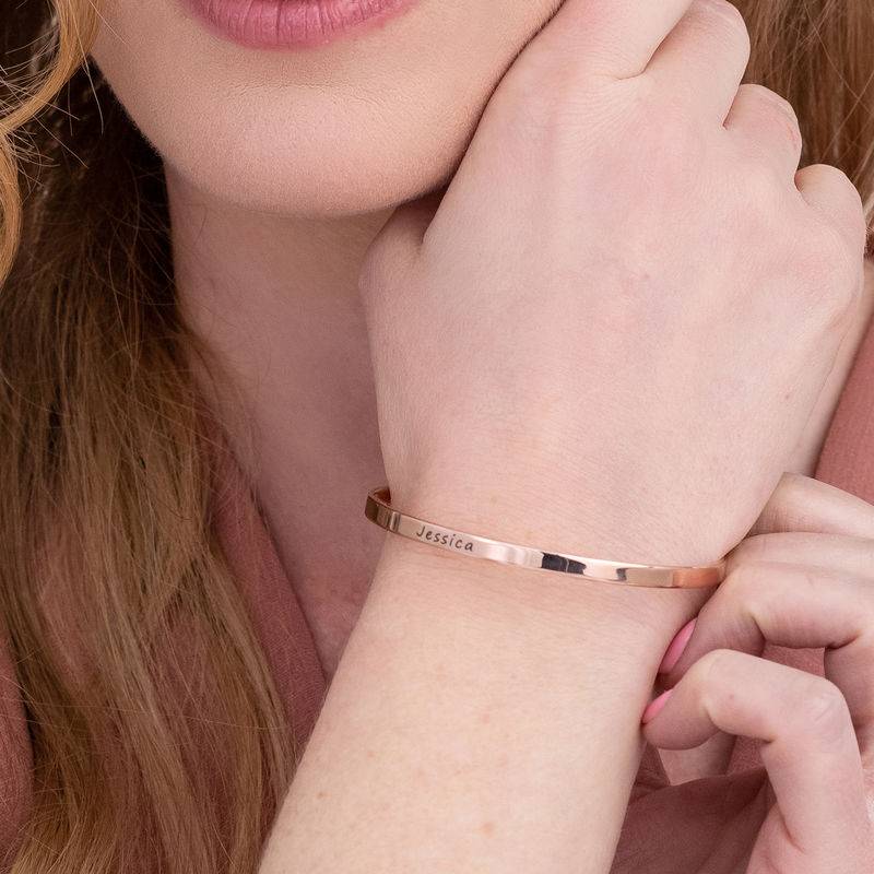 Personalized Bangle Bracelet in 18K Rose Gold Plated-3 product photo