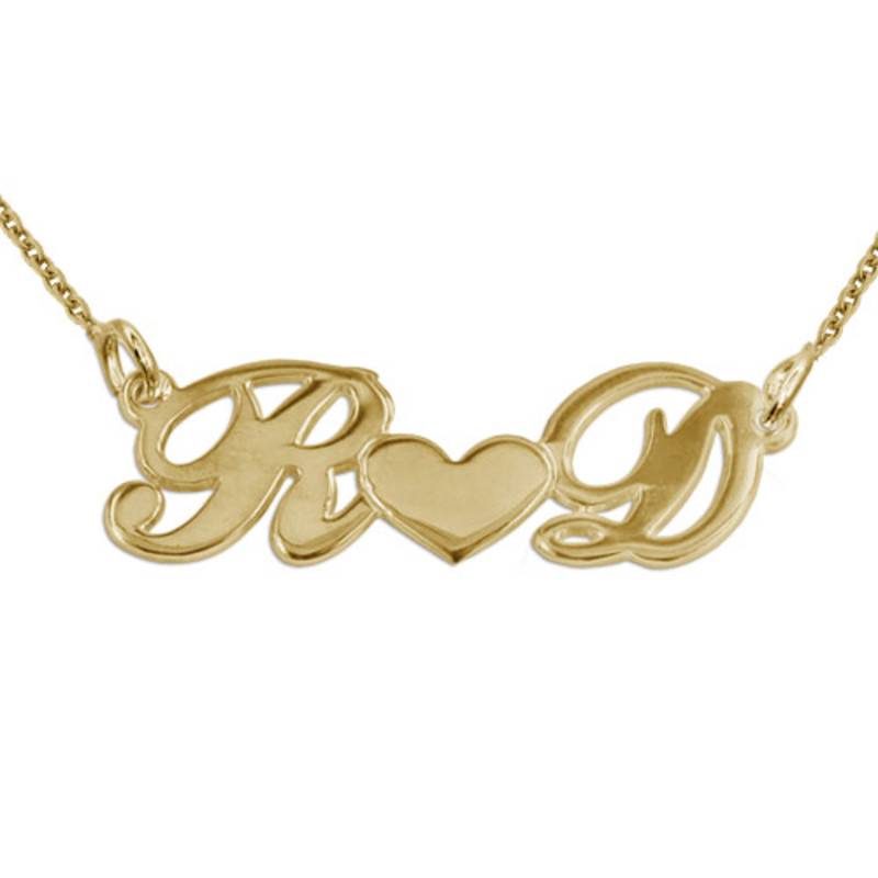 Custom Initial Necklace for Couples in 14 Yellow Gold-1 product photo