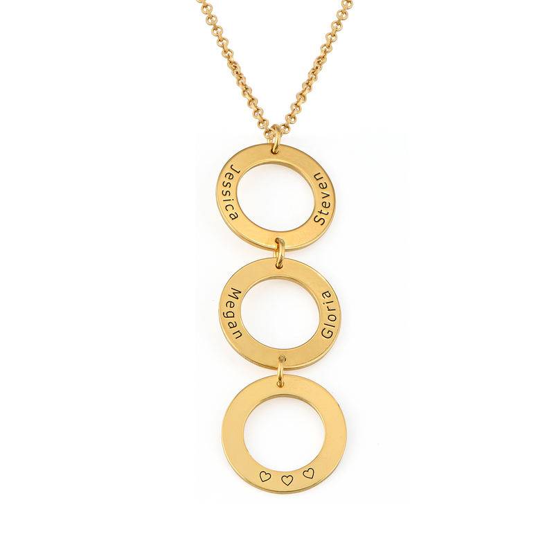 Personalized Vertical Hanging 3 Circles Necklace in Gold Plating-2 product photo